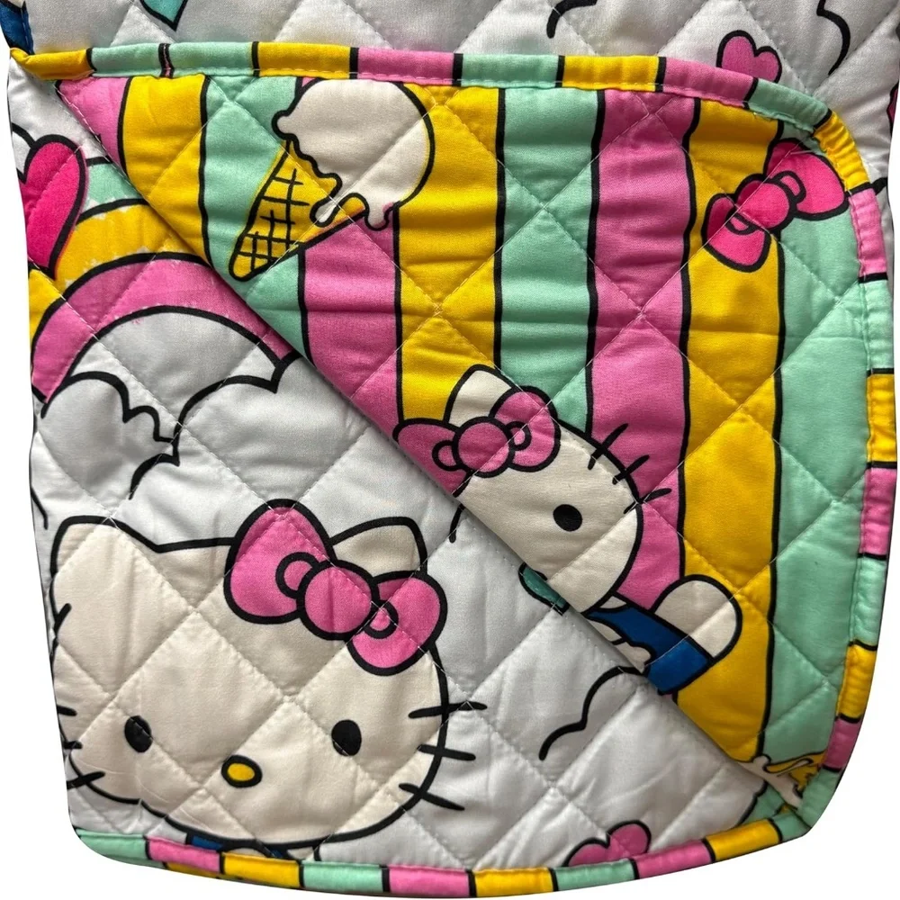 Hello Kitty Quilted Reversible Throw Blanket - Light Blue/Rainbow, 60